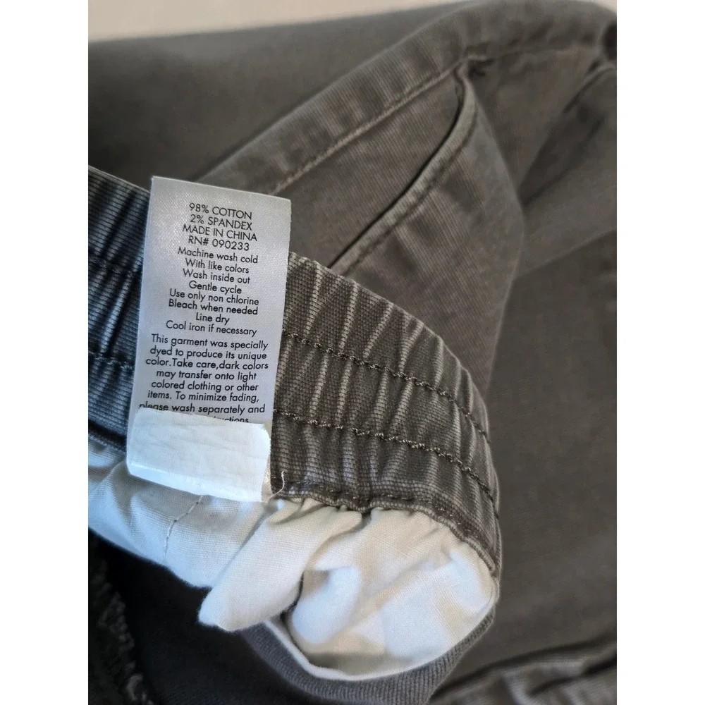PacSun Slim Cargo Pants Mens Large Gray Elastic Waist Drawstring Bungee Hem